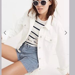 Madewell The Boxy-Crop Jean Jacket in Tile White